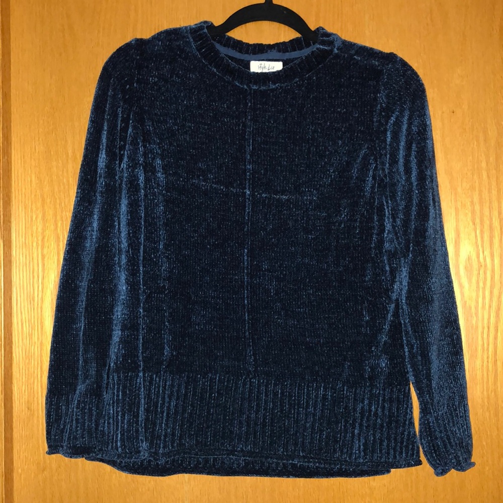 blue chenille sweater